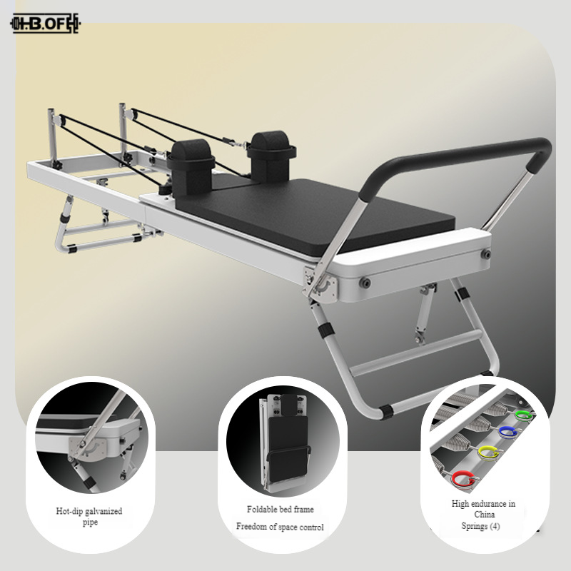Pilates Yoga Core - อุปกรณ์ฝึกพิลาทิส, การฝึกกล้ามเนื้อแกนกลาง, เตียงพับได้, สปริงหนา, เตียงโยคะท่อเหล็กชุบสังกะสีแบบจุ่มร้อน