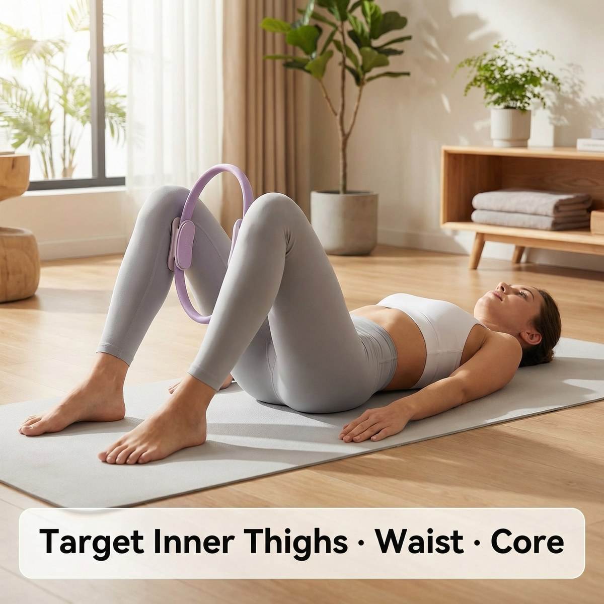 Pilates Yoga Core - วงแหวนพิลาทิสขนาด 38 ซม. วงเวียนโยคะสำหรับฝึกกล้ามเนื้อต้นขาและกระชับกล้ามเนื้ออุ้งเชิงกราน อุปกรณ์ออกกำลังกายที่บ้าน