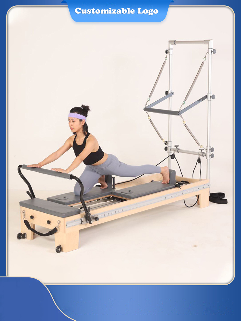Pilates Yoga Core - เตียงพิลาทิสแบบเลื่อนได้สองทิศทาง สำหรับฝึกโยคะเชิงพาณิชย์ ทำจากไม้เนื้อแข็ง 3-in-1 ปรับระดับได้อเนกประสงค์